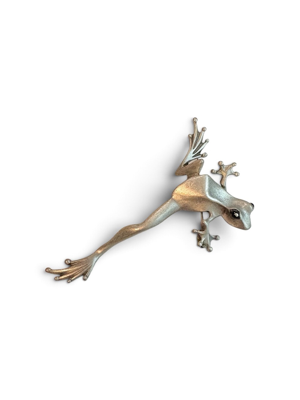 JJ Jonette Jewelry Silver Tone Leaping Frog Brooch